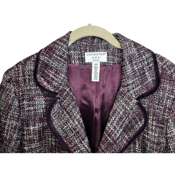 Covington Woman Career Blazer Plus Size 18W Plum Purple Lined Velvet Trim VTG - Picture 5 of 7